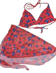 NWOT Butterfly Swimsuit Bikini Top & Matching Sheer Sarong sz L